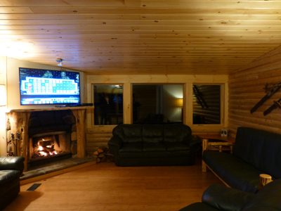 Wood Fireplace, 55-inch LED TV and Mountain Views